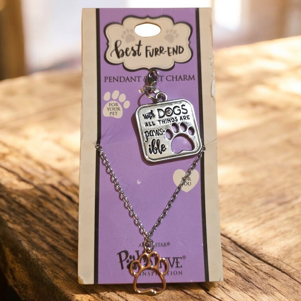 Pawsative Paw Print Pendant Charm with Chain